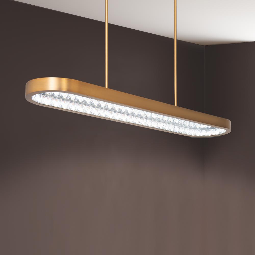 Marquis 47in LED 3000K/3500K/4000K 120V-277V Pendant in Aged Brass with Clear Crystals from Swarov