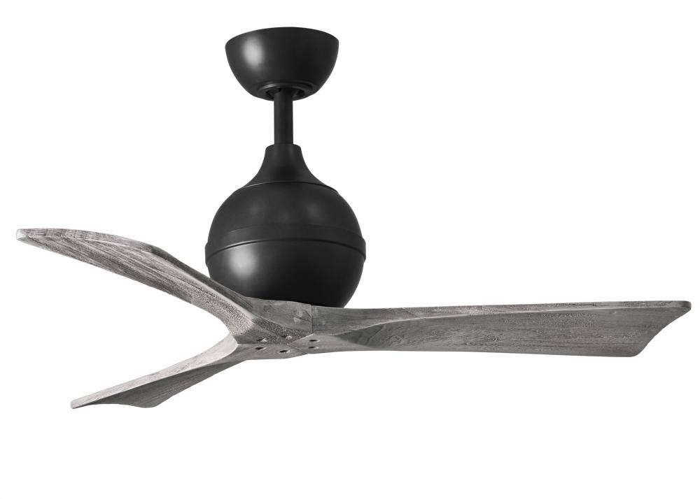 Irene-3 three-blade paddle fan in Matte Black finish with 42" solid barn wood tone blades.