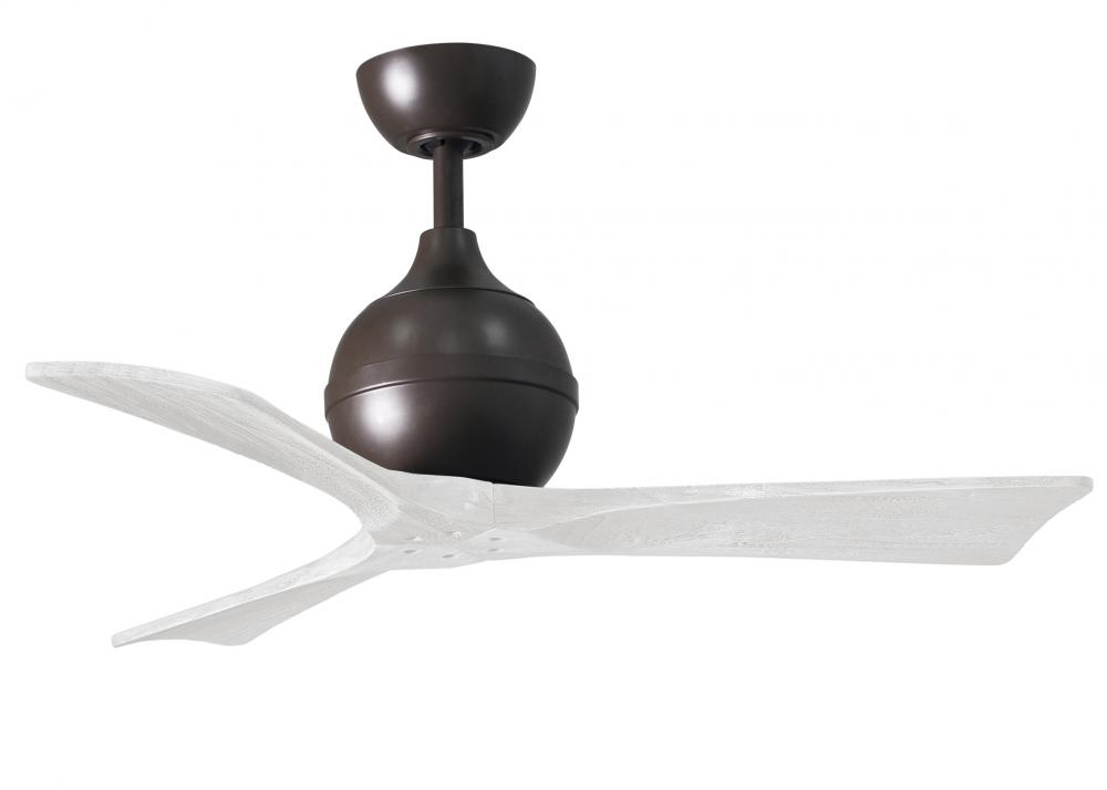 Irene-3 three-blade paddle fan in Textured Bronze finish with 42" solid matte white wood blade