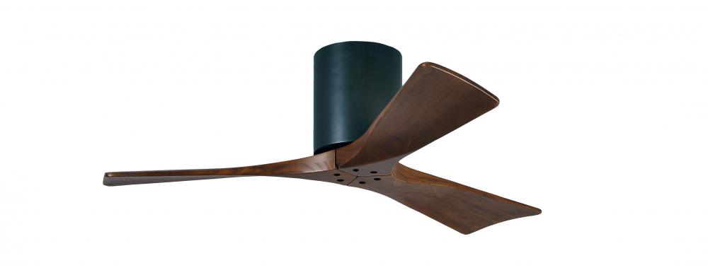 Irene-3H three-blade flush mount paddle fan in Matte Black finish with 42” solid walnut tone bla