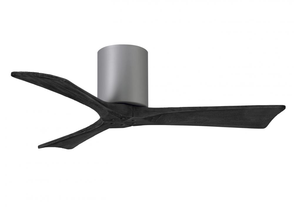 Irene-3H three-blade flush mount paddle fan in Brushed Nickel finish with 42” solid matte black
