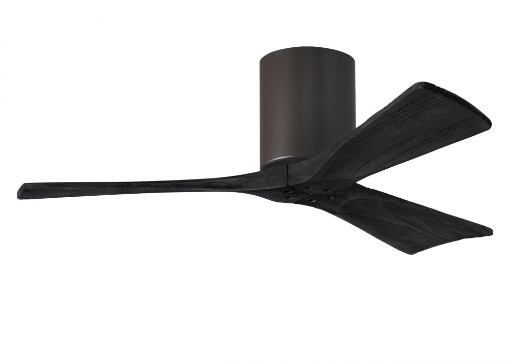 Irene-3H three-blade flush mount paddle fan in Textured Bronze finish with 42” solid matte black
