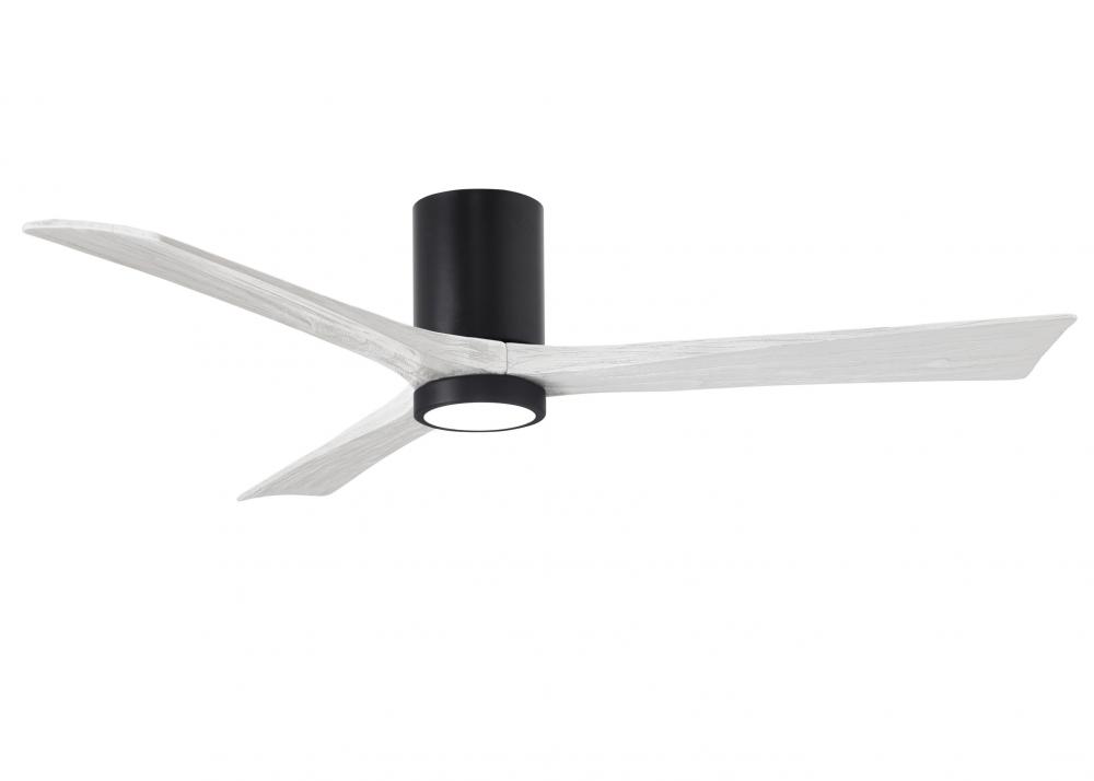 Irene-3HLK three-blade flush mount paddle fan in Matte Black finish with 60” solid matte white w