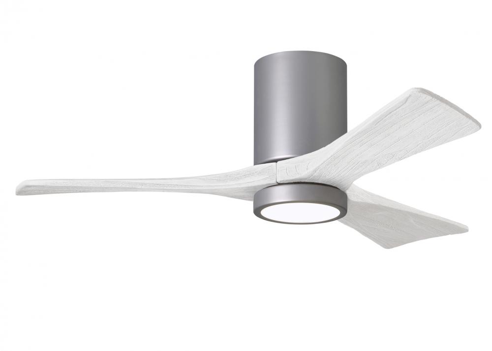 Irene-3HLK three-blade flush mount paddle fan in Brushed Nickel finish with 42” solid matte whit