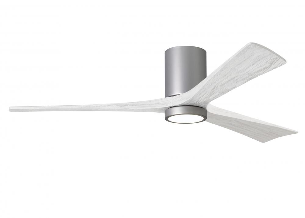 Irene-3HLK three-blade flush mount paddle fan in Brushed Nickel finish with 60” solid matte whit