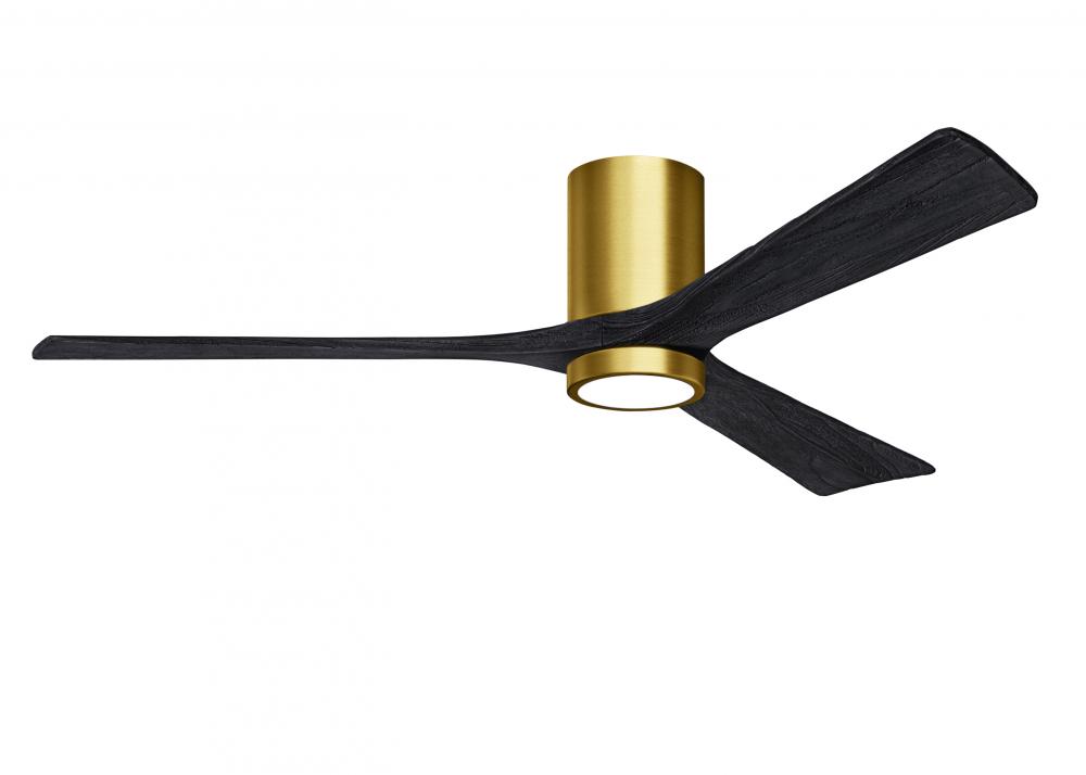 Irene-3HLK three-blade flush mount paddle fan in Brushed Brass finish with 60” solid matte black