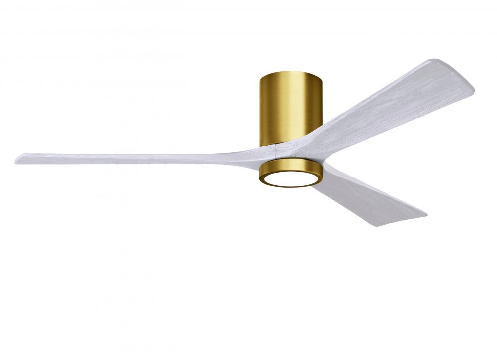 Irene-3HLK three-blade flush mount paddle fan in Brushed Brass finish with 60” solid matte white