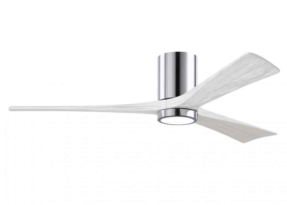 Irene-3HLK three-blade flush mount paddle fan in Polished Chrome finish with 60” solid matte whi