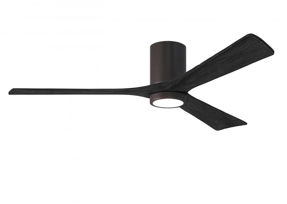 Irene-3HLK three-blade flush mount paddle fan in Textured Bronze finish with 60” solid matte bla