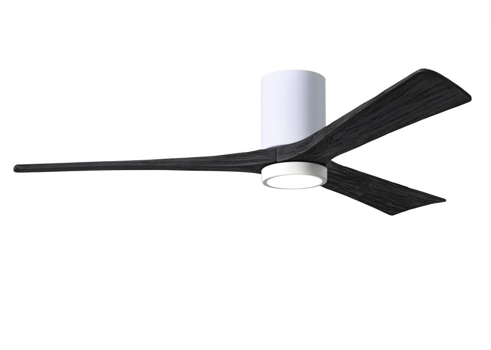 Irene-3HLK three-blade flush mount paddle fan in Gloss White finish with 60” solid matte black w