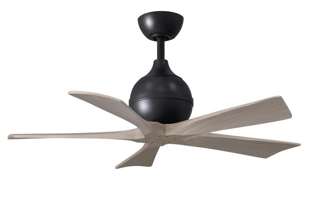 Irene-5 five-blade paddle fan in Matte Black finish with 42" with gray ash blades.