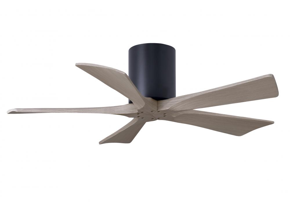 Irene-5H three-blade flush mount paddle fan in Matte Black finish with 42” Gray Ash  tone blades