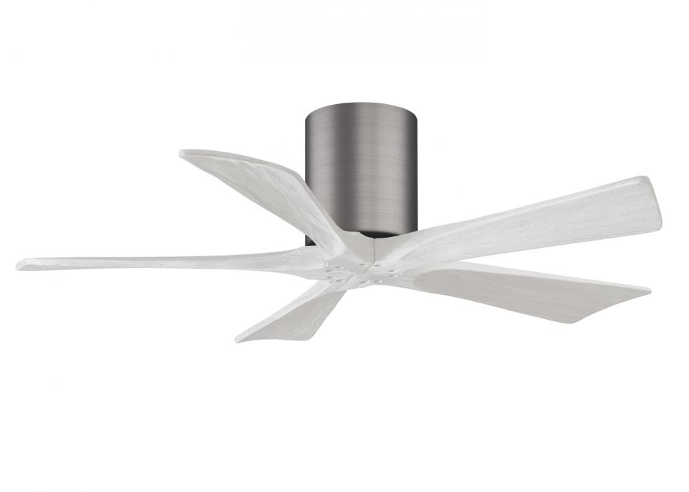 Irene-5H five-blade flush mount paddle fan in Brushed Pewter finish with 42” solid matte white w