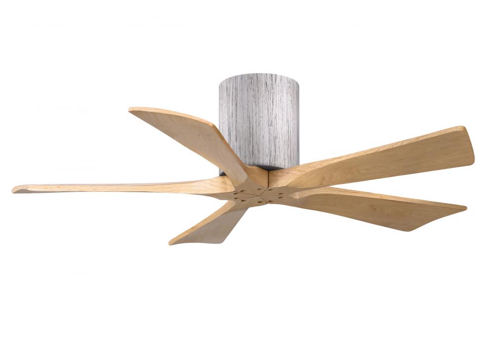 Irene-5H three-blade flush mount paddle fan in Barn Wood finish with 42” Light Maple tone blades