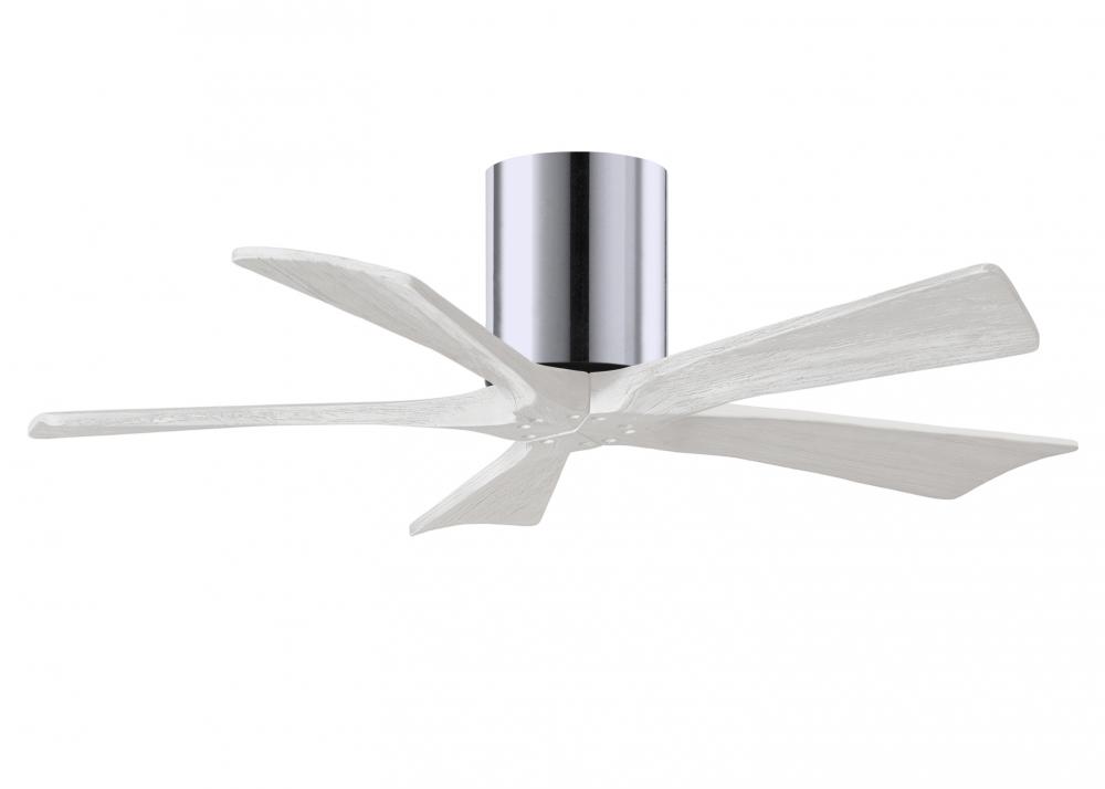 Irene-5H five-blade flush mount paddle fan in Polished Chrome finish with 42” solid matte white