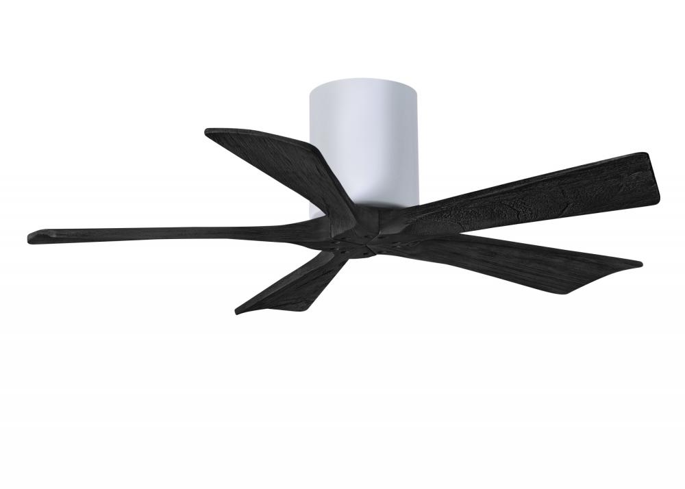 Irene-5H five-blade flush mount paddle fan in Gloss White finish with 42” solid matte black wood