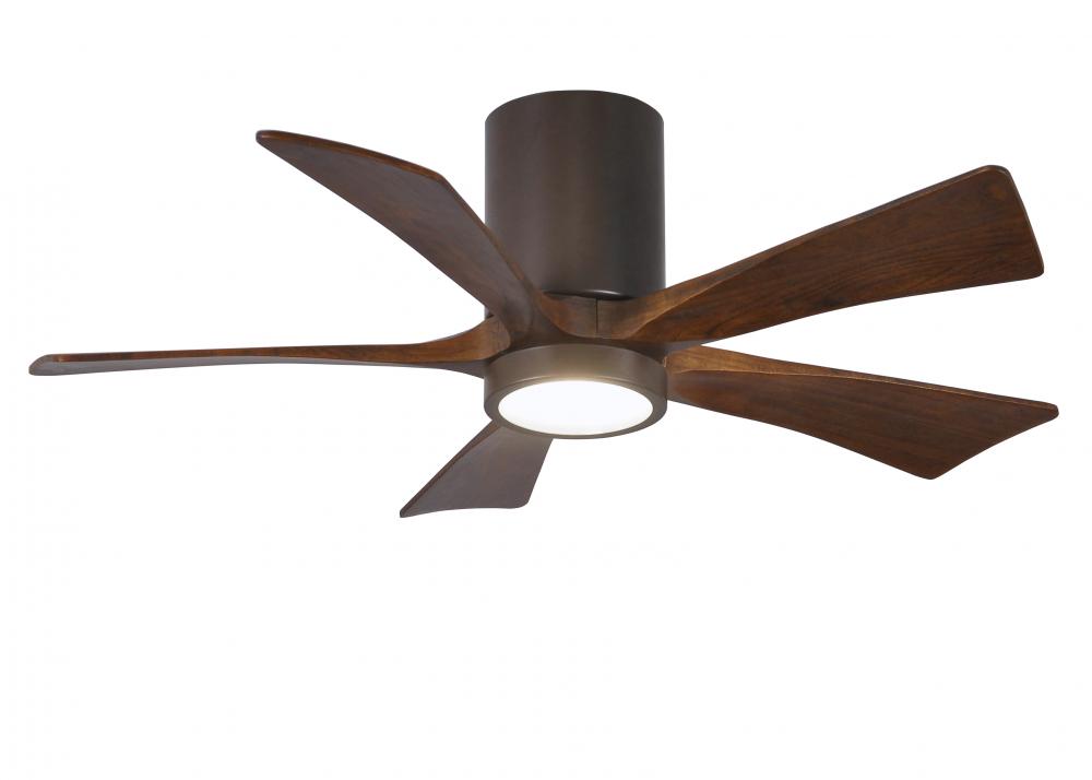 IR5HLK five-blade flush mount paddle fan in Textured Bronze finish with 42” solid walnut tone bl