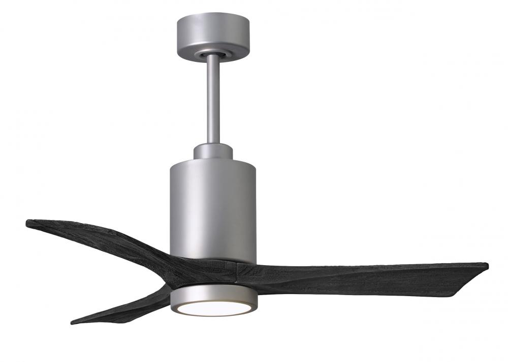 Patricia-3 three-blade ceiling fan in Brushed Nickel finish with 42” solid matte black wood blad
