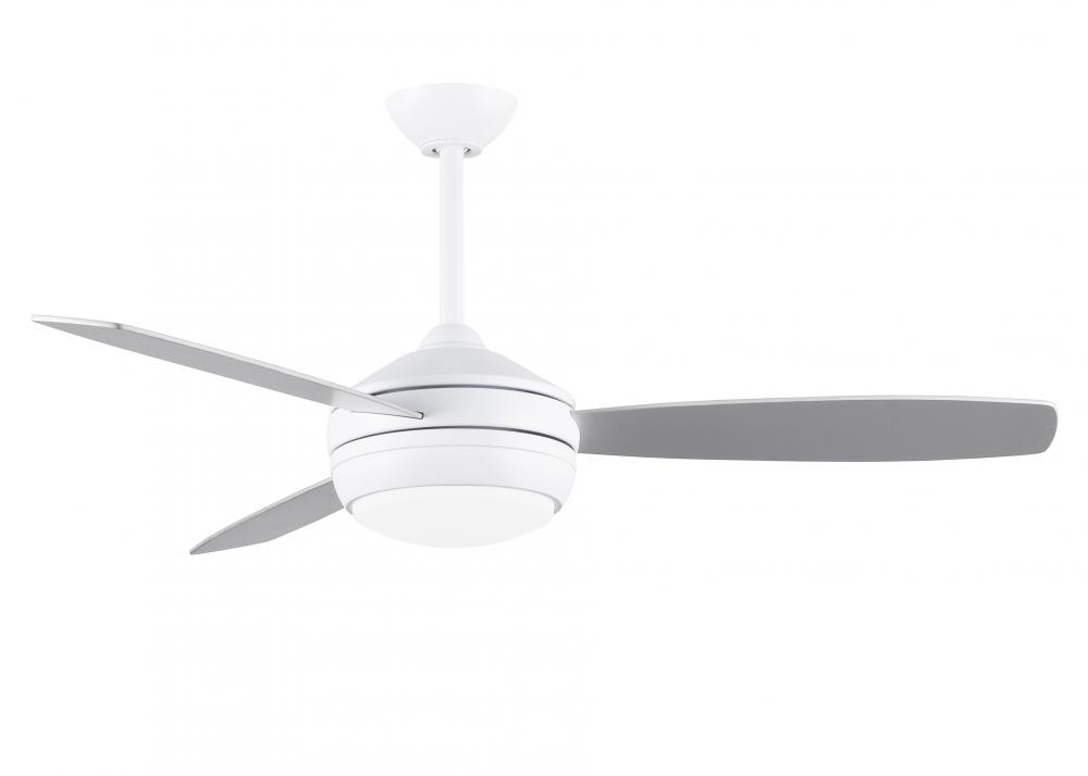 T-24 52" Ceiling Fan in Matte White and reversible Matte White/Brushed Nickel Blades