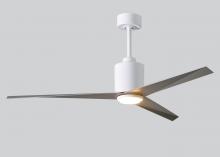 Matthews Fan Company EKLK-WH-BN - Eliza-LK Three Bladed Paddle Fan in Gloss White With Brushed Nickel Blades and Integrated