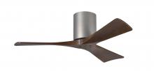 Matthews Fan Company IR3H-BN-WA-42 - Irene-3H three-blade flush mount paddle fan in Brushed Nickel finish with 42” solid walnut tone