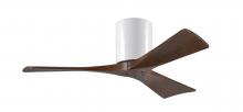Matthews Fan Company IR3H-WH-WA-42 - Irene-3H three-blade flush mount paddle fan in Gloss White finish with 42” solid walnut tone bla