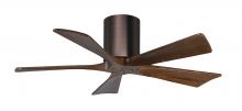 Matthews Fan Company IR5H-BB-WA-42 - Irene-5H five-blade flush mount paddle fan in Brushed Bronze finish with 42” solid walnut tone b