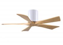 Matthews Fan Company IR5H-WH-LM-42 - Irene-5H three-blade flush mount paddle fan in Matte White finish with 42” Light Maple tone blad