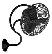 Matthews Fan Company ME-BK - Melody 3-speed oscillating wall-mounted Art Nouveau style fan in matte black finish.