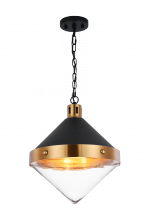 Matteo Lighting C72203AGCL - Sphericon Matte Black & Aged Gold Brass Pendant