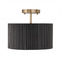 Capital Lighting 250711KR - 1-Light Semi-Flush Pendant in Matte Brass and Handcrafted Mango Wood in Black Stain