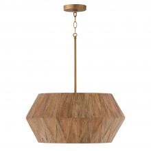 Capital Lighting 351041LW - 4-Light Pendant in Hand-distressed Patinaed Brass and Handcrafted Mango Wood
