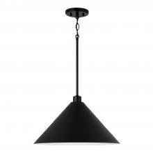 Capital Lighting 351311MB - 1-Light Metal Cone Pendant in Matte Black with White Interior