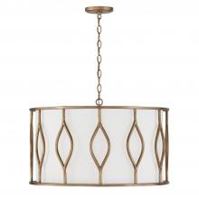 Capital Lighting 352541ML - 4-Light Drum Pendant in Mystic Luster with White Fabric Shade