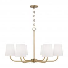 Capital Lighting 449462AD-706 - 6-Light Chandelier in Aged Brass with White Fabric Stay-Straight Shades