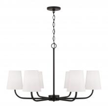 Capital Lighting 449462MB-706 - 6-Light Chandelier in Matte Black with White Fabric Stay-Straight Shades