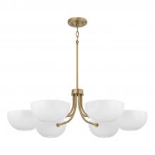 Capital Lighting 451461AW - 6-Light Chandelier in Aged Brass and White
