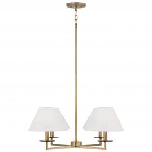 Capital Lighting 452241AD - 4-Light Chandelier in Aged Brass with White Fabric Stay-Straight Shades