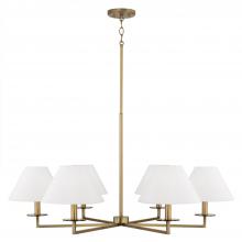 Capital Lighting 452261AD - 6-Light Chandelier in Aged Brass with White Fabric Stay-Straight Shades