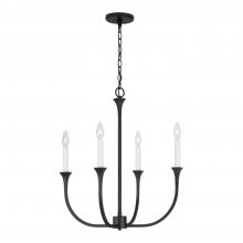 Capital Lighting 452341BI - 4-Light Chandelier in Black Iron with Interchangeable White or Black Iron Candle Sleeves