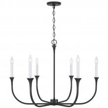 Capital Lighting 452361BI - 6-Light Chandelier in Black Iron with Interchangeable White or Black Iron Candle Sleeves