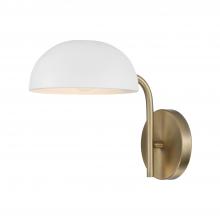 Capital Lighting 651411AW - 1-Light Sconce in Aged Brass and White
