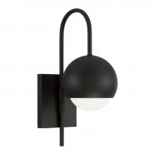 Capital Lighting 651611BI - 1-Light Circular Globe Sconce in Black Iron with Soft White Glass