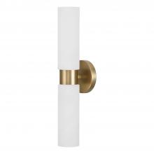 Capital Lighting 651721AD - 2-Light Cylindrical Linear Bath Bar Sconce in Aged Brass with Faux Alabaster Glass