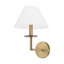 Capital Lighting 652211AD - 1-Light Sconce in Aged Brass with White Fabric Stay-Straight Shade