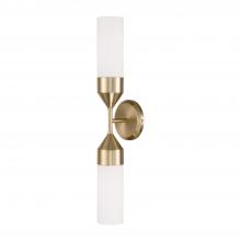 Capital Lighting 652421MA - 2-Light Cylindrical Sconce in Matte Brass with Soft White Glass