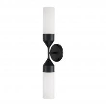 Capital Lighting 652421MB - 2-Light Cylindrical Sconce in Matte Black with Soft White Glass