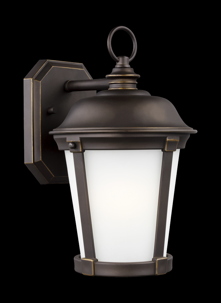 Calder traditional 1-light outdoor exterior medium wall lantern sconce in antique bronze finish with