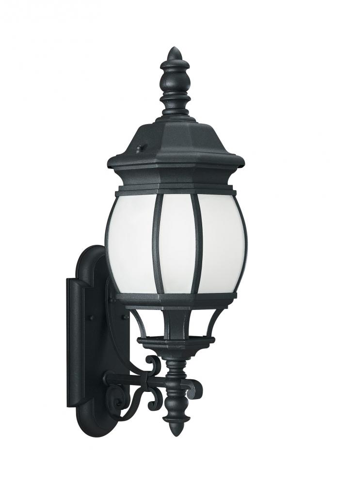 Wynfield traditional 1-light LED outdoor exterior large wall lantern sconce in black finish with fro