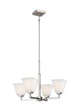 Generation Lighting Seagull 3113704-962 - Ellis Harper classic 4-light indoor dimmable ceiling chandelier pendant light in brushed nickel silv